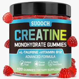 Bouteille de gummies de créatine SUOOCH 5000mg au goût framboise