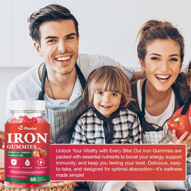 Bouteille de gummies de fer DIAOLAI ouverte avec des gummies visibles