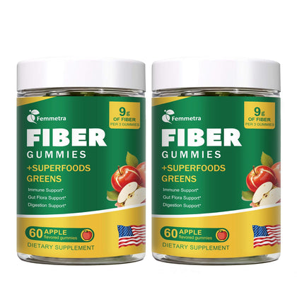 Bouteille de gummies de fibres Femmetra, 9G par portion, vue de face