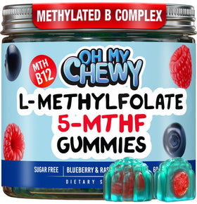 Bouteille de gummies de folate L-méthylfolate OH MY CHEWY vue de face
