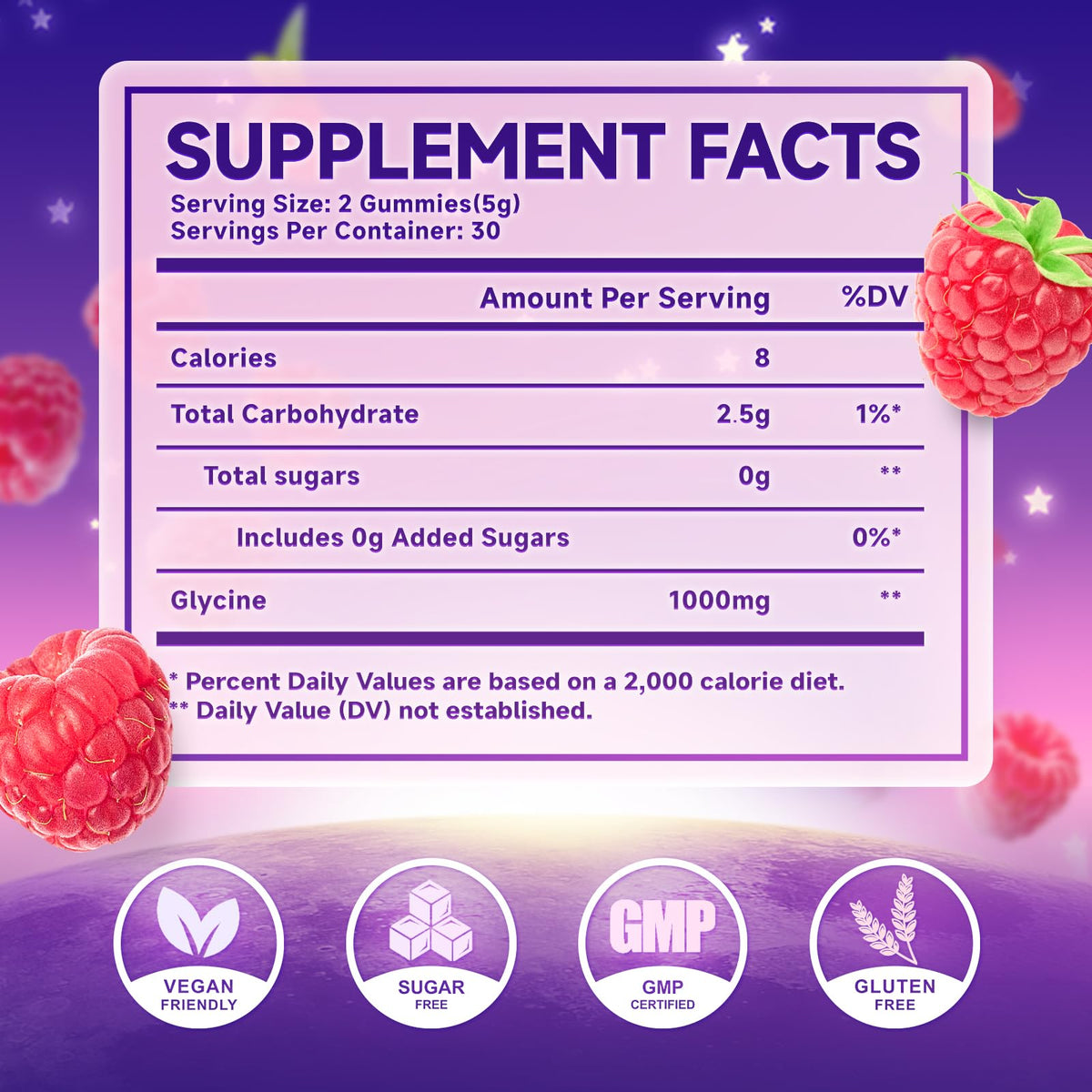 Bouteille de Gummies de Glycine 1000mg MEENCCD avec étiquette