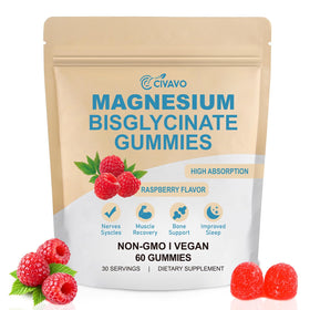 Bouteille de gummies de magnésium bisglycinate Civavo 400mg, 60 gummies