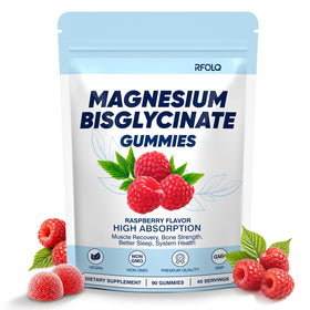 Bouteille de gummies de magnésium bisglycinate RFOLQ 400mg, 90 pièces