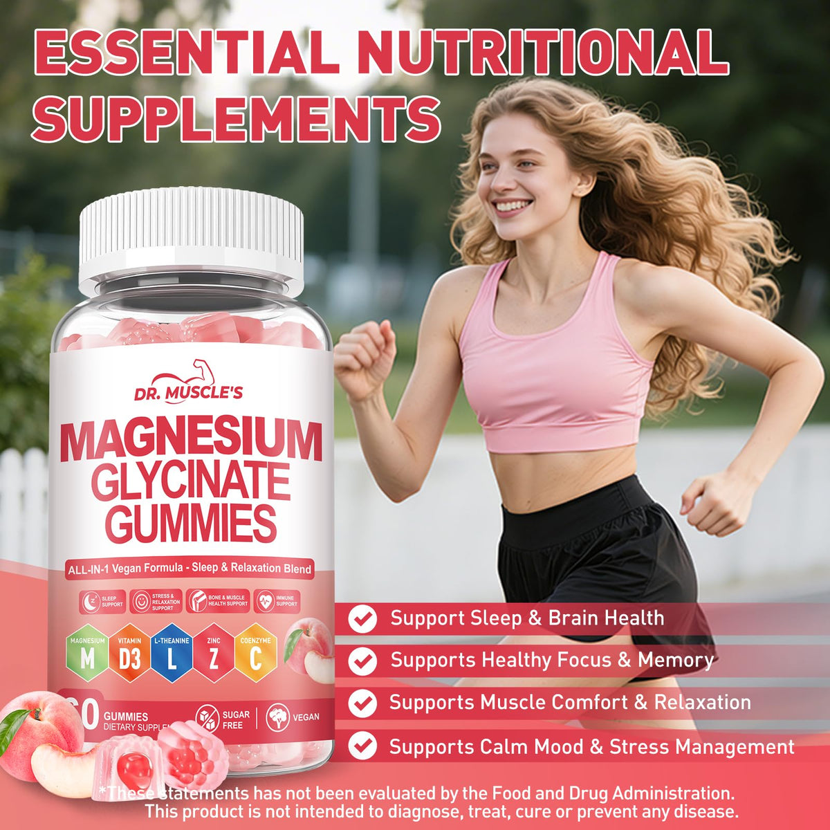 Bouteille de Gummies de Magnésium DR. MUSCLE'S avec 60 gummies