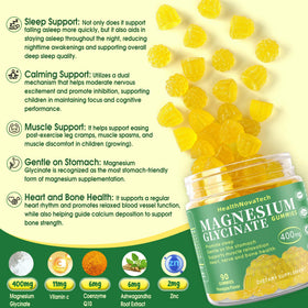 Bouteille de gummies de magnésium glycinate 400mg avec étiquette