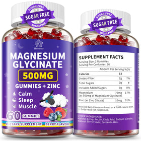 Bouteille de gummies de magnésium glycinate 500mg avec zinc Herbance vue de face