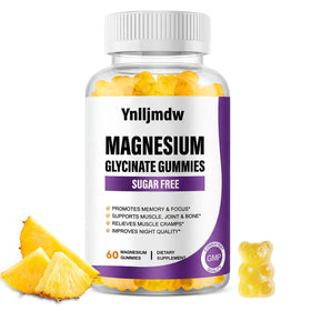 Bouteille de gummies de magnésium glycinate 500mg de Ynlljmdw, vue de face