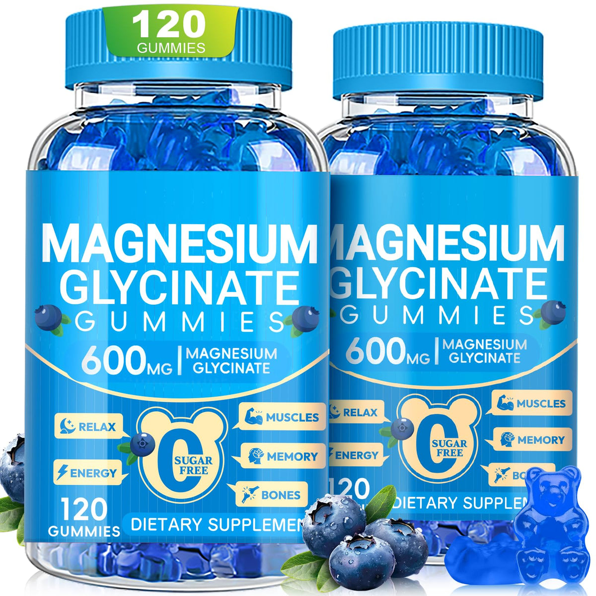 Bouteille de gummies de magnésium glycinate Cytona 600mg vue de face