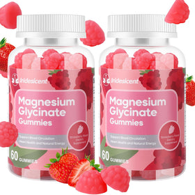 Bouteille de gummies de magnésium glycinate IRIDESICENT 600mg, vue de face