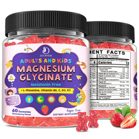 Bouteille de gummies de magnésium glycinate LUCNVEM 150 mg saveur fraise