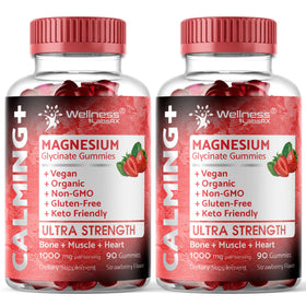 Bouteille de gummies de magnésium glycinate WELLNESS LABSRX 1000mg saveur fraise