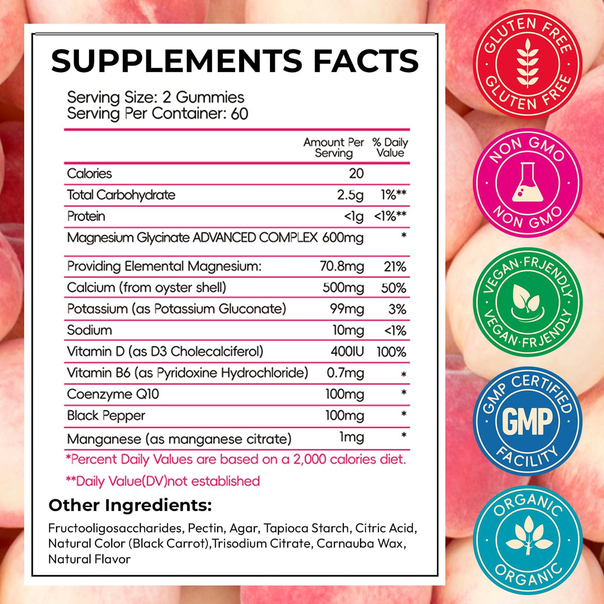 Bouteille de gummies de magnésium glycinate Xytora, 120 gummies