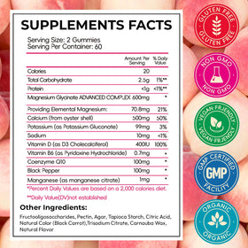 Bouteille de gummies de magnésium glycinate Xytora, 120 gummies