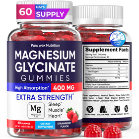 Bouteille de gummies de magnésium glycinates 400mg goût fraise