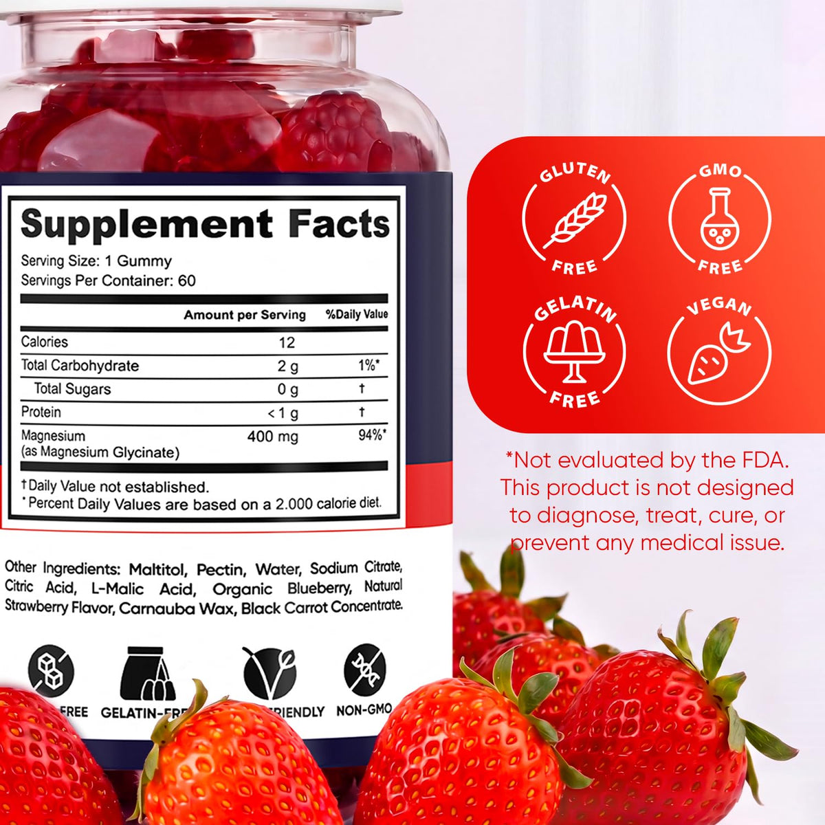 Bouteille de gummies de magnésium glycinates sur une étagère