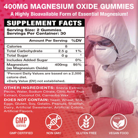 Bouteille de Gummies de Magnésium VAJYKEWJY avec 60 pièces