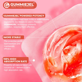 Bouteille de gummies de mélatonine EnvyCure avec un arrière-plan naturel