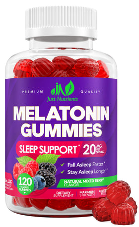 Bouteille de gummies de mélatonine Just Nutrients avec fruits rouges