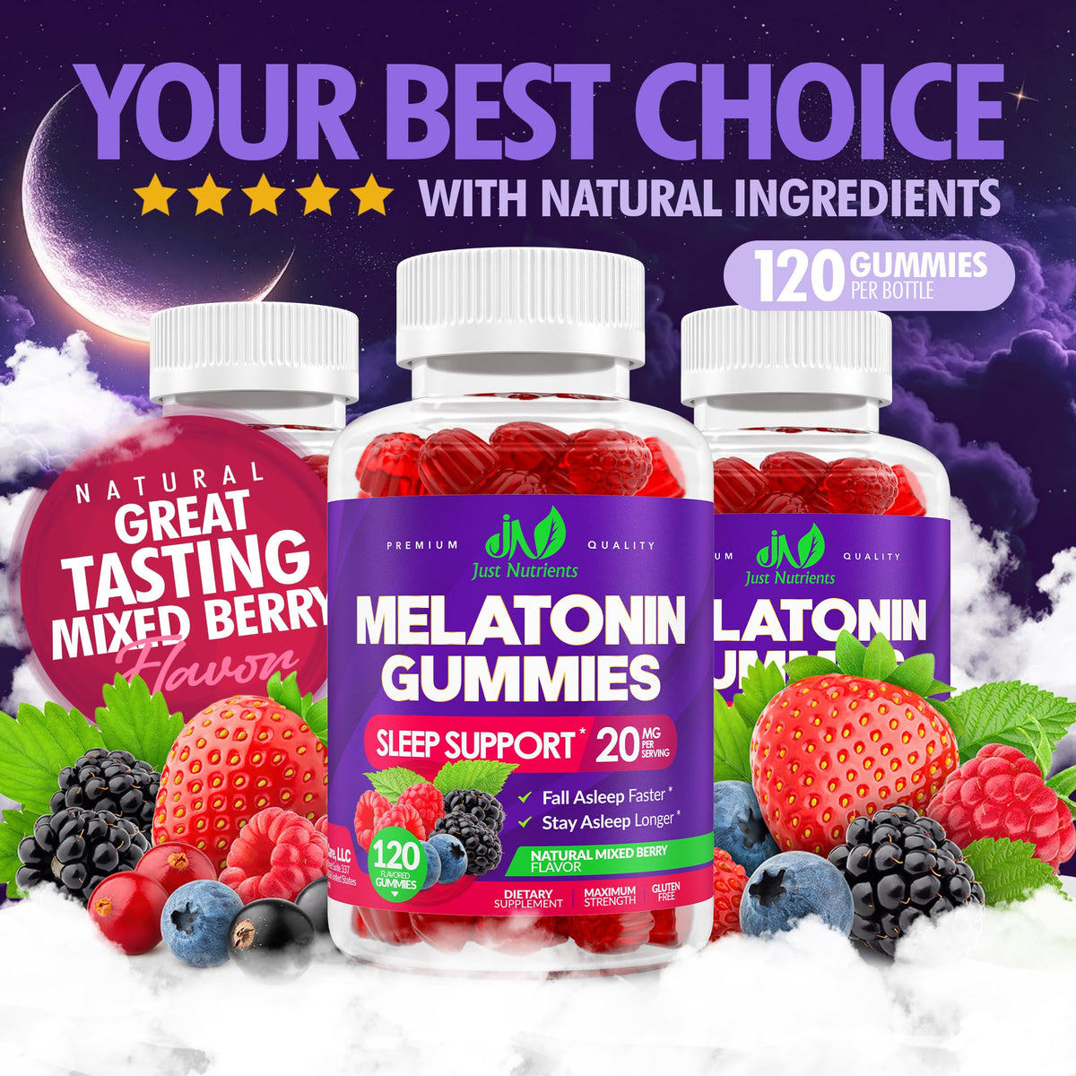 Bouteille de gummies de mélatonine ouverte avec gummies visibles