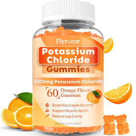Bouteille de gummies de potassium Flyrocer 60 unités saveur orange