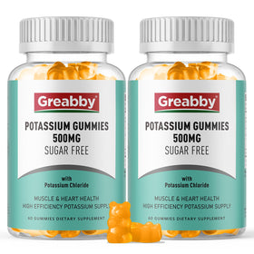Bouteille de gummies de potassium GREABBY 500mg vue de face