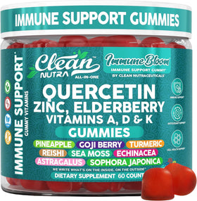 Bouteille de gummies de quercétine et sureau Clean Nutraceuticals vue de face