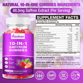 Bouteille de gummies de safran Haohan avec étiquette