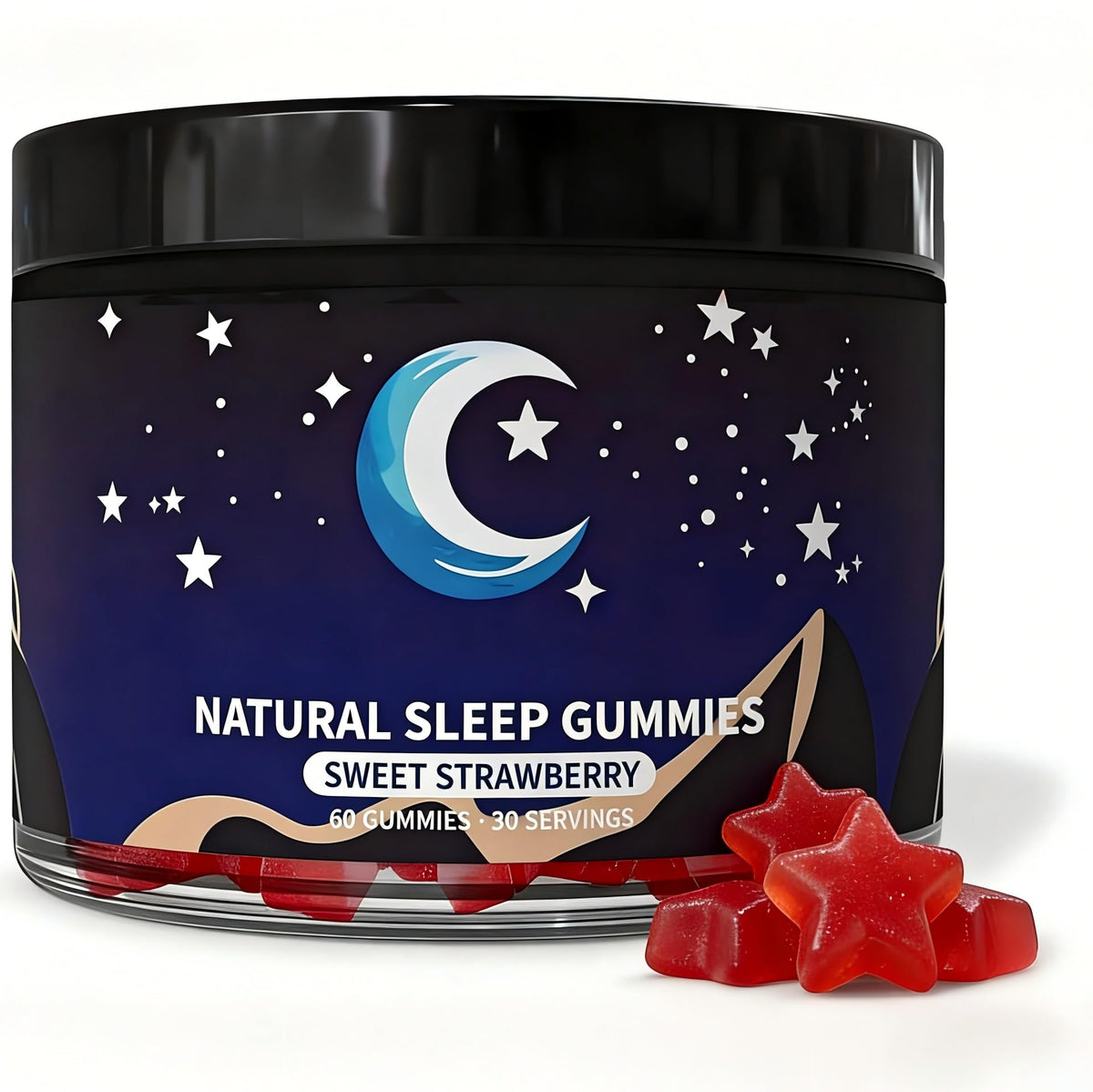 Bouteille de gummies de sommeil Eudaimona aux fraises vue de face