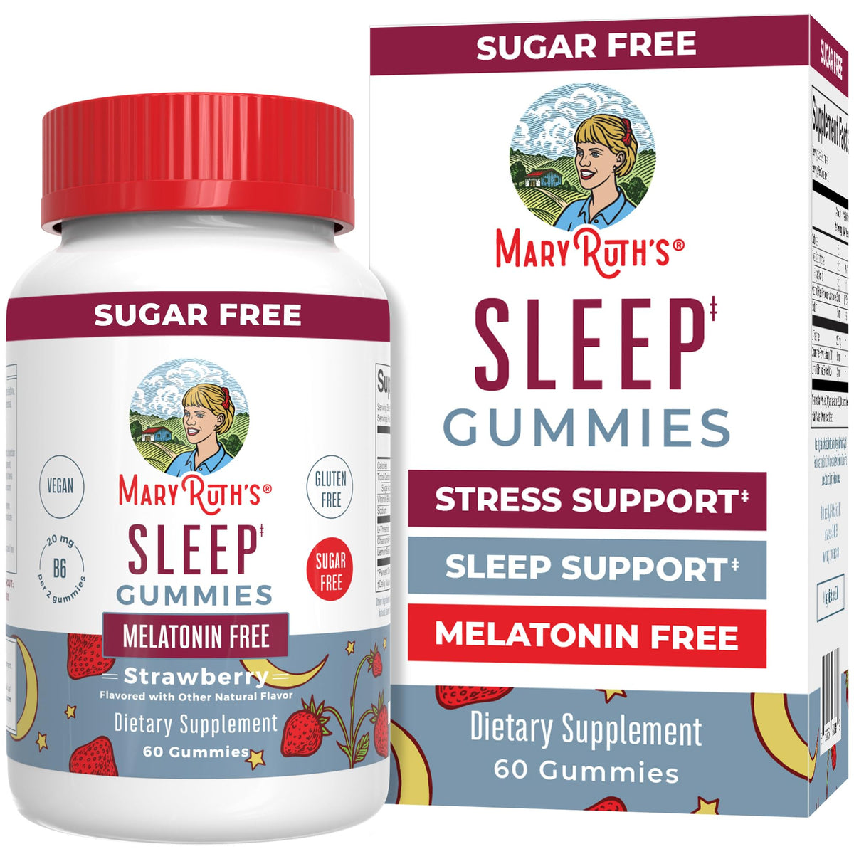 Bouteille de gummies de sommeil MARYRUTH'S vue de face avec étiquette