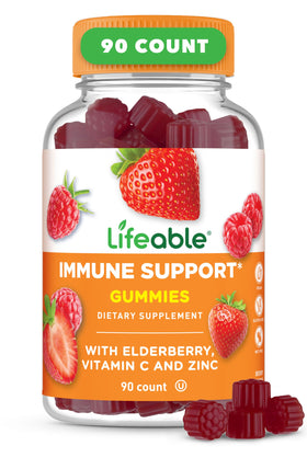 Bouteille de Gummies de Sureau Lifeable 90 unités vue de face