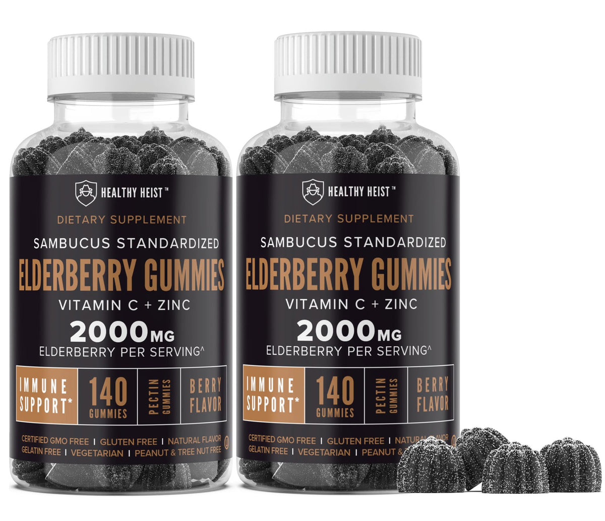 Bouteille de gummies de sureau noir HEALTHY HEIST vue de face