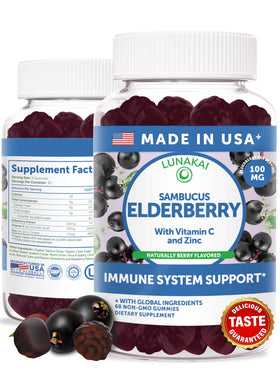 Bouteille de gummies de Sureau Noir Lunakai avec 60 gummies