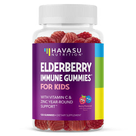 Bouteille de gummies de sureau pour enfants, 120 gummies, goût de baie