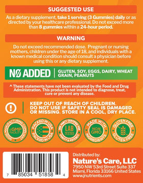 Bouteille de gummies de vitamine C Just Nutrients avec étiquette claire