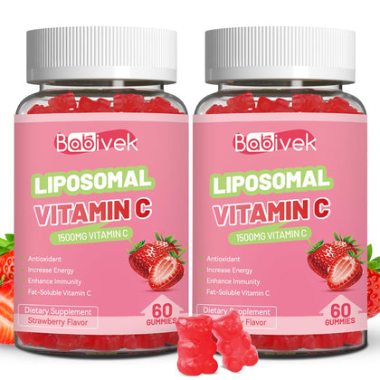 Bouteille de gummies de vitamine C liposomale Babivek, 120 pièces