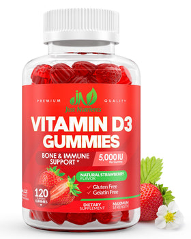Bouteille de Gummies de Vitamine D3 Just Nutrients 5000 IU, 120 unités