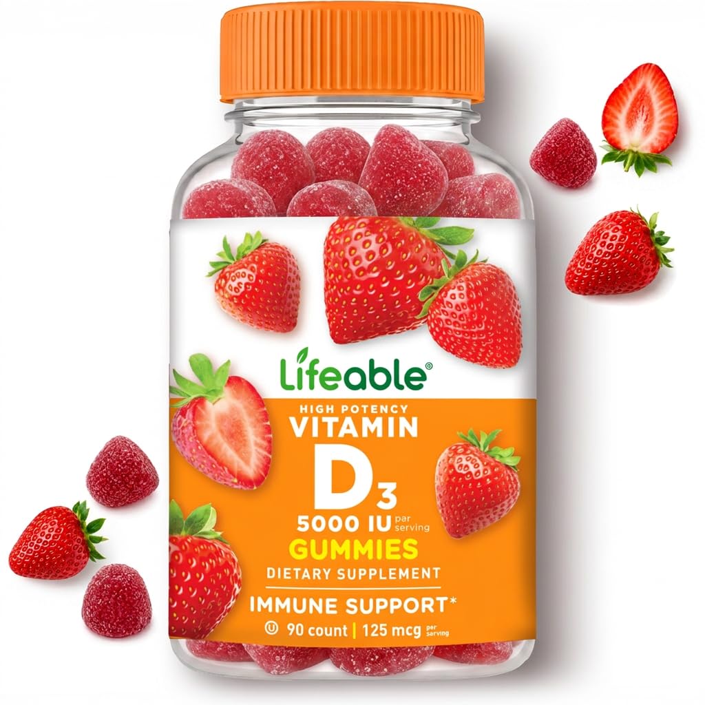 Bouteille de gummies de vitamine D3 Lifeable avec 90 unités