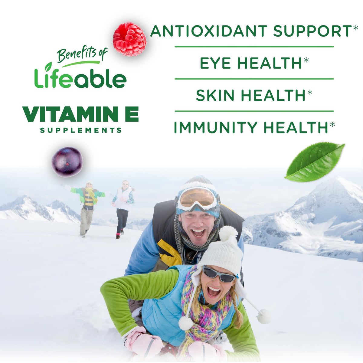 Bouteille de gummies de vitamine E Lifeable, étiquette bien visible