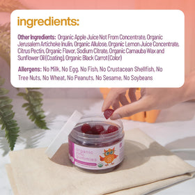 Bouteille de Gummies de Zinc Biologiques Serawise ouverte