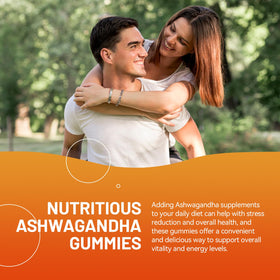 Bouteille de gummies EAZGOO Ashwagandha ouverte avec quelques gummies à l'extérieur