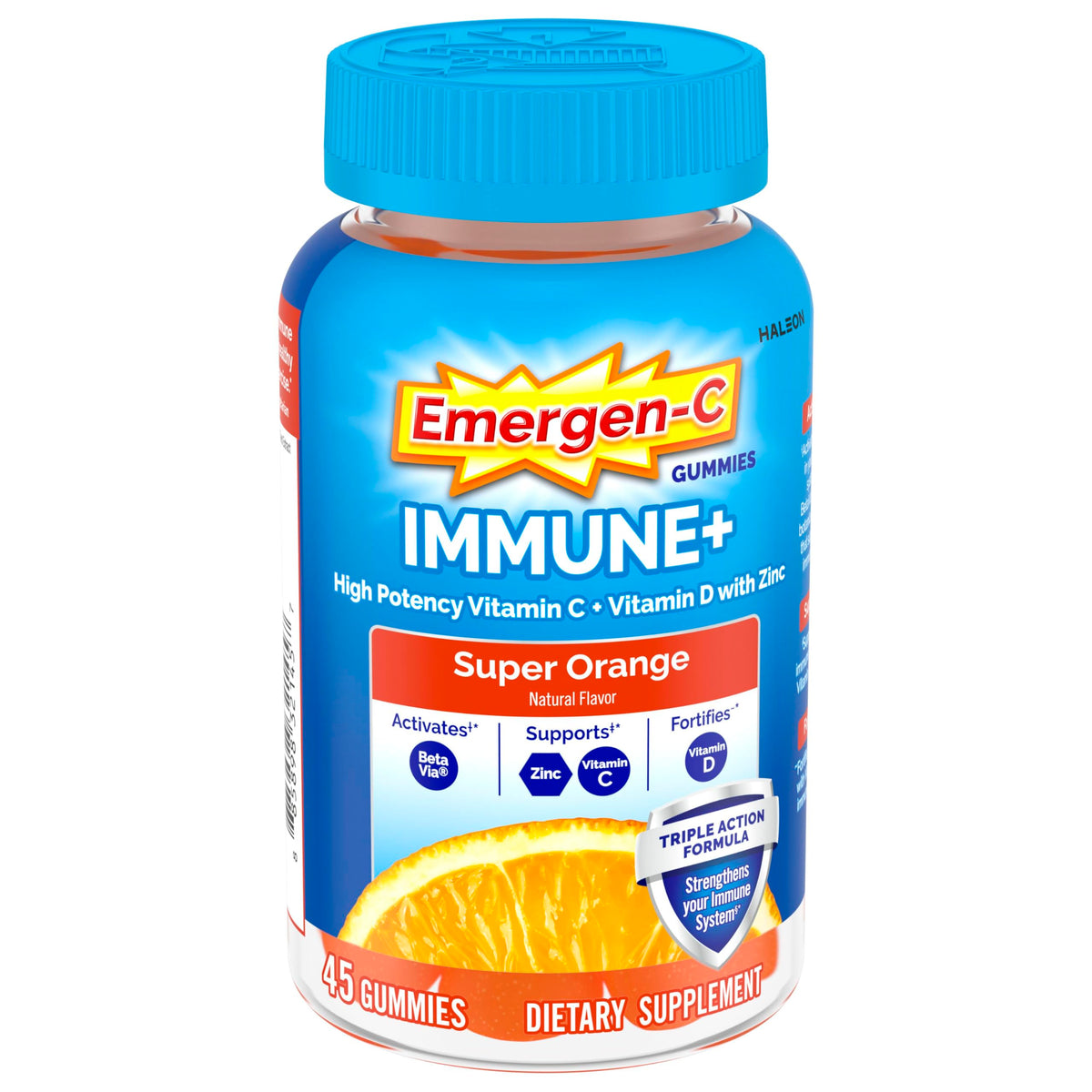 Bouteille de gummies Emergen-C 750mg Vitamine C Orange vue de face