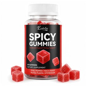 Bouteille de gummies épicés Eoiroa 60 pièces vue de face