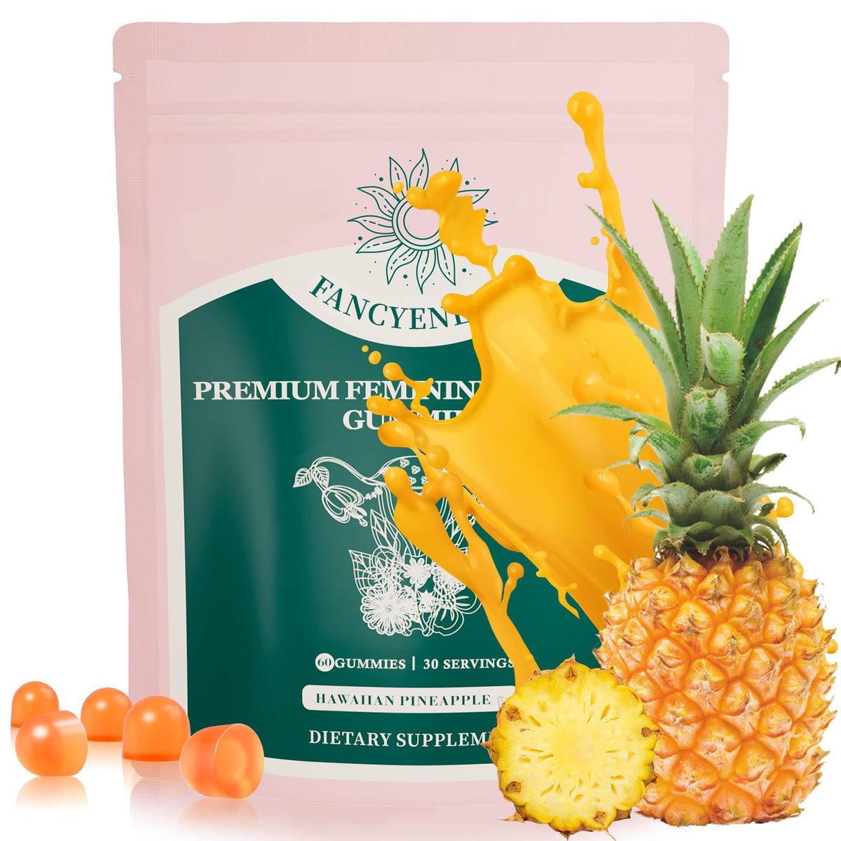 Bouteille de gummies Équilibre Féminin ANOU vue de face