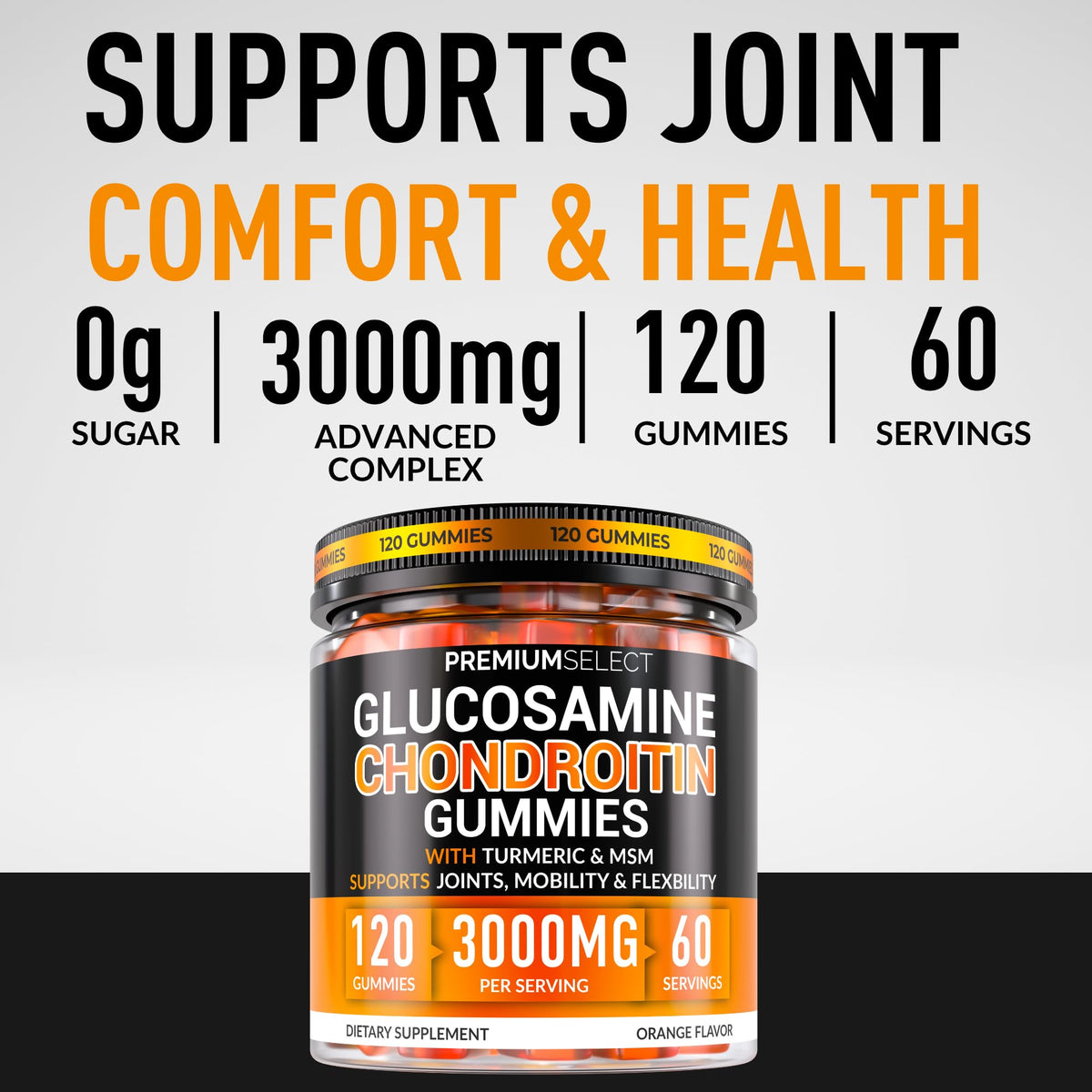 Bouteille de Gummies Glucosamine Chondroitin avec étiquette