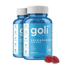 Bouteille de gummies Goli Ashwagandha et Vitamine D vue de face