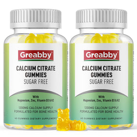 Bouteille de gummies GREABBY Calcium Citrate 1200mg, vue de face