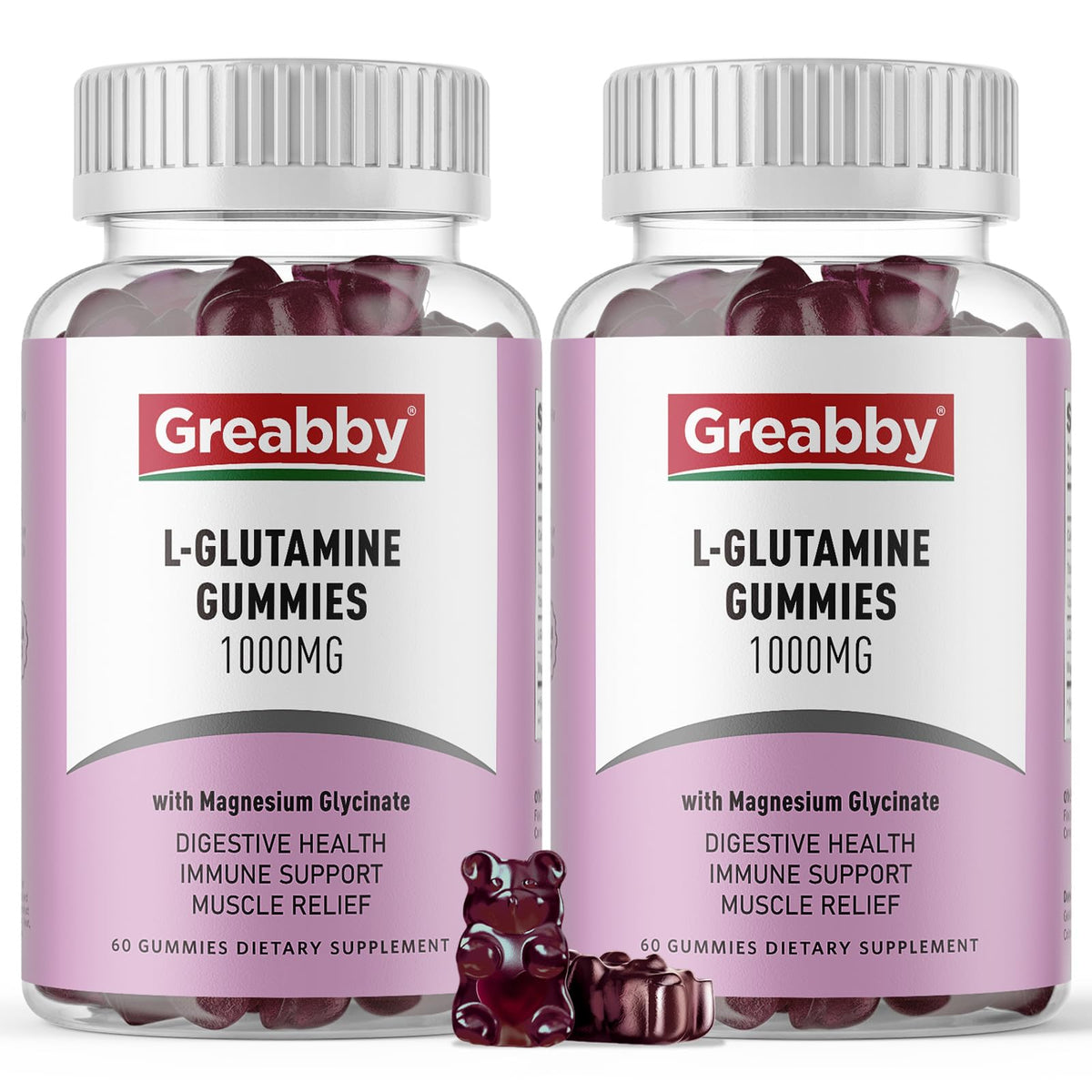 Bouteille de gummies GREABBY L-Glutamine 1000mg, 120 unités