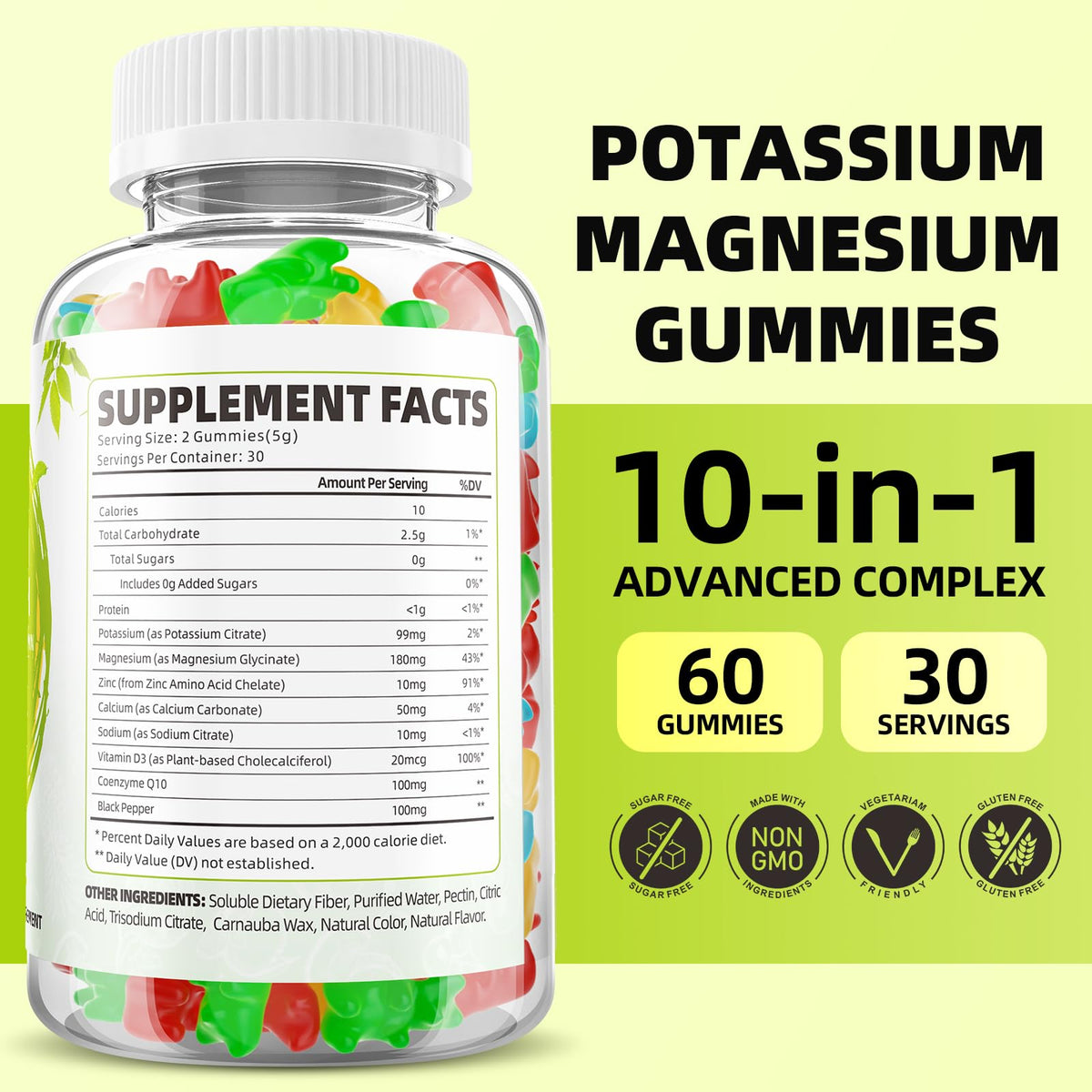 Bouteille de gummies GrnLife avec étiquette et contenu