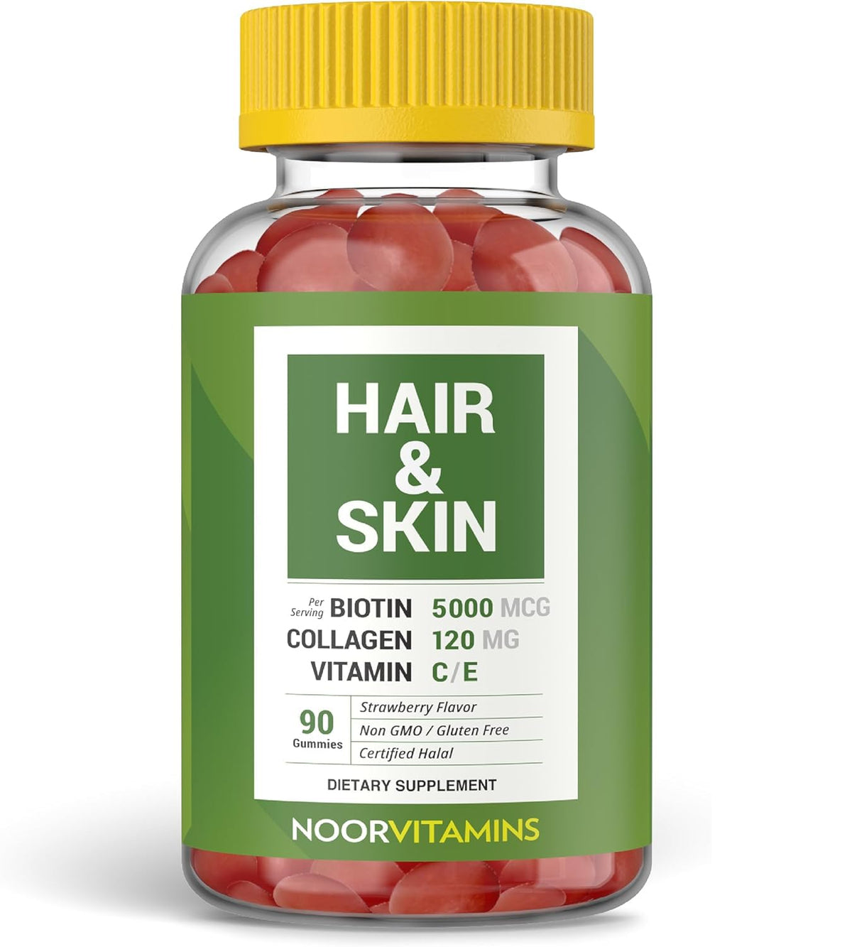 Bouteille de gummies halal Noor Vitamins 90 pièces vue de face