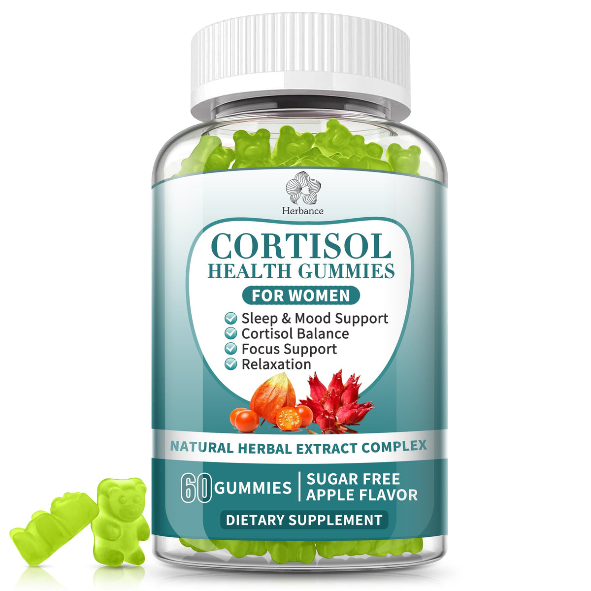 Bouteille de gummies Herbance 60 gummies goût pomme